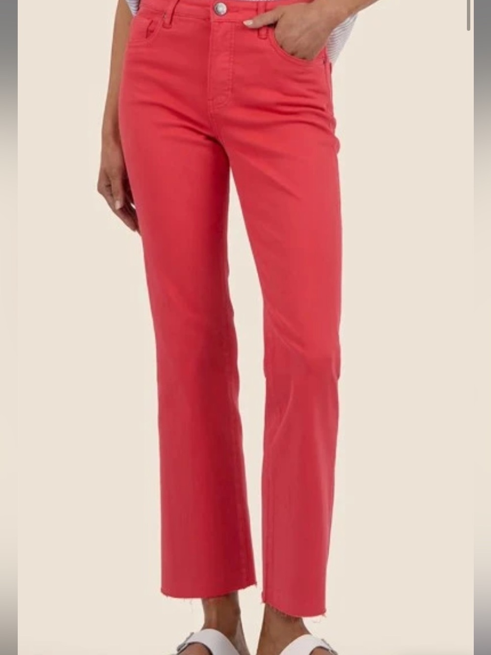 KUT Kelsey High-Rise Ankle flare Jeans in Strawberry